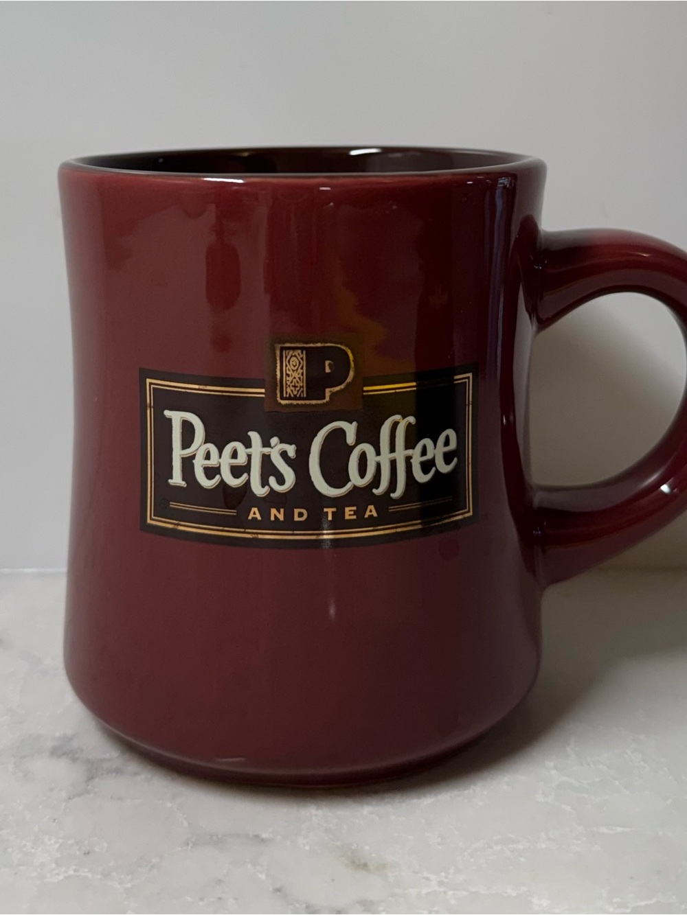 Vintage Maroon 14-ounce Peet’s Coffee & Tea” Ceramic Mug